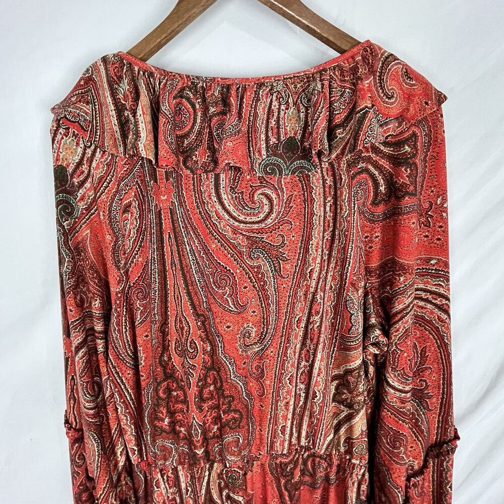 Lauren Ralph Lauren Paisley Tiered Dress Size 14 Boho Peasant Fall Midi - Picture 13 of 16